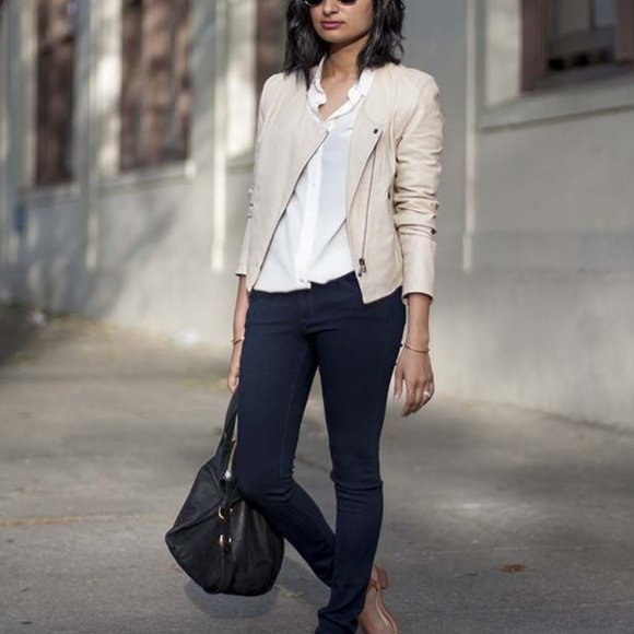 Blank NYC Jackets & Blazers - BLANK NYC Suede Leather Moto Jacket Ivory Cream